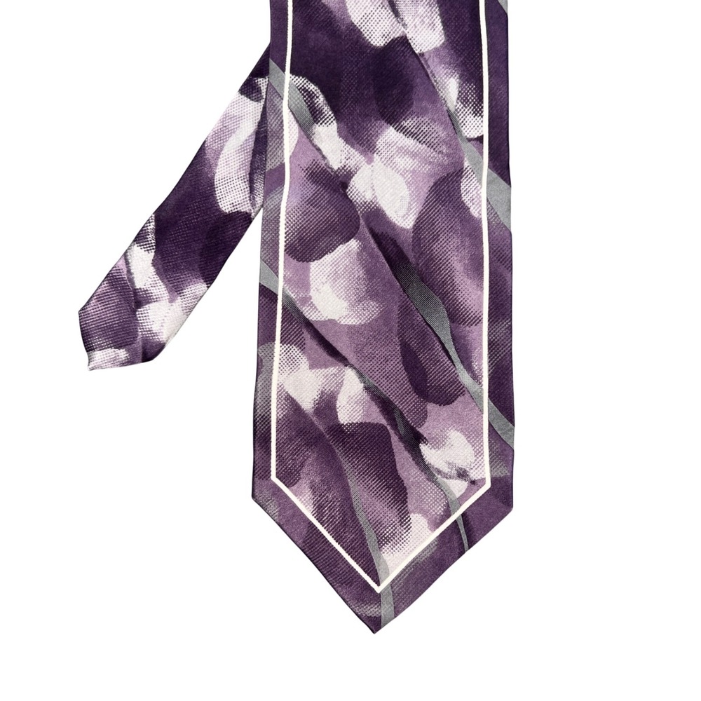 Versailles By Piattelli Purple Necktie Mens OS Abstract Floral Silk Hand Made